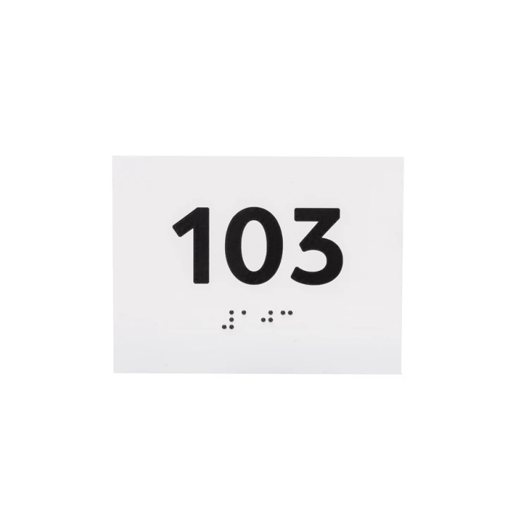 Plaque with any numbering and Braille lettering - size 100x75mm - white engraving laminate 3mm - TAB288