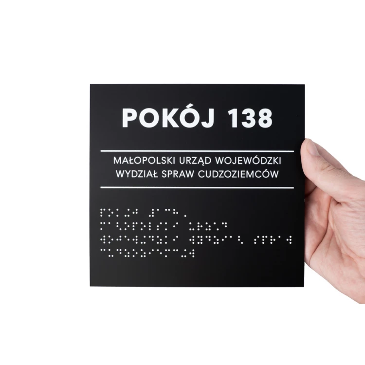 Braille Script Plaque - Matte Black Acrylic - Size 160x180mm - DARK - TAB389