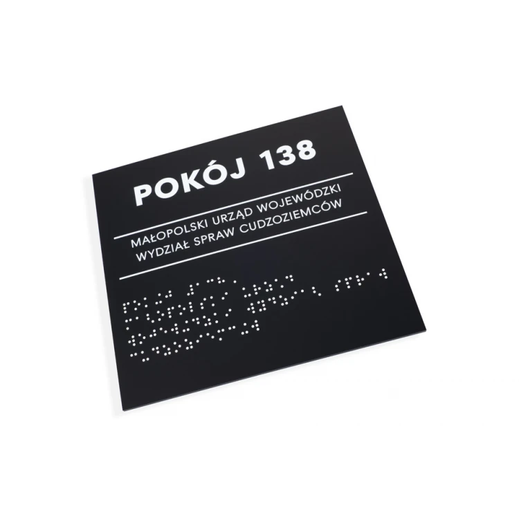Braille Script Plaque - Matte Black Acrylic - Size 160x180mm - DARK - TAB389