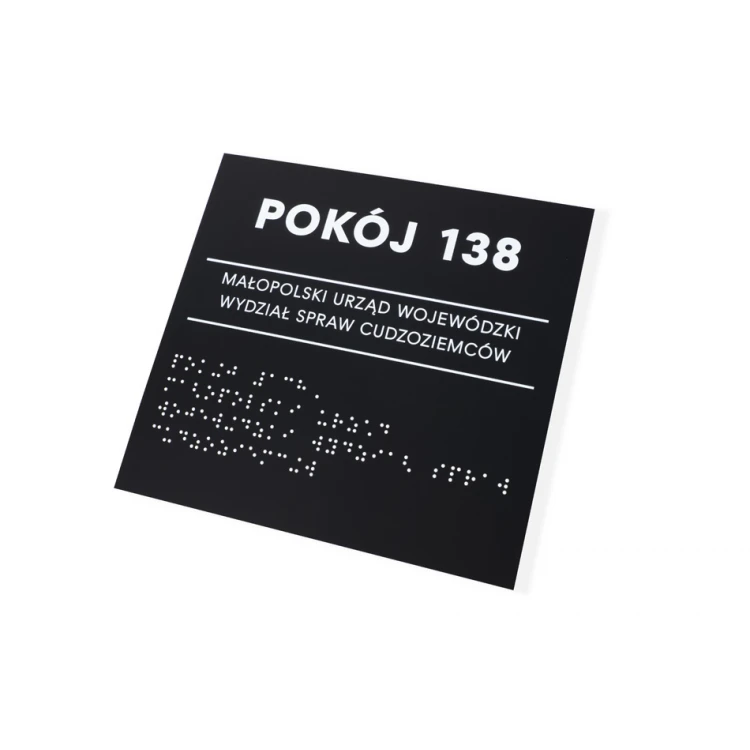 Braille Script Plaque - Matte Black Acrylic - Size 160x180mm - DARK - TAB389