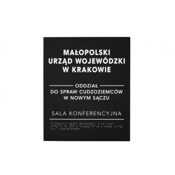 Braille Script Plaque - Matte Black Acrylic - Size 350x420mm - DARK - TAB390