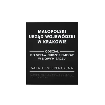 Braille Script Plaque - Matte Black Acrylic - Size 350x420mm - DARK - TAB390