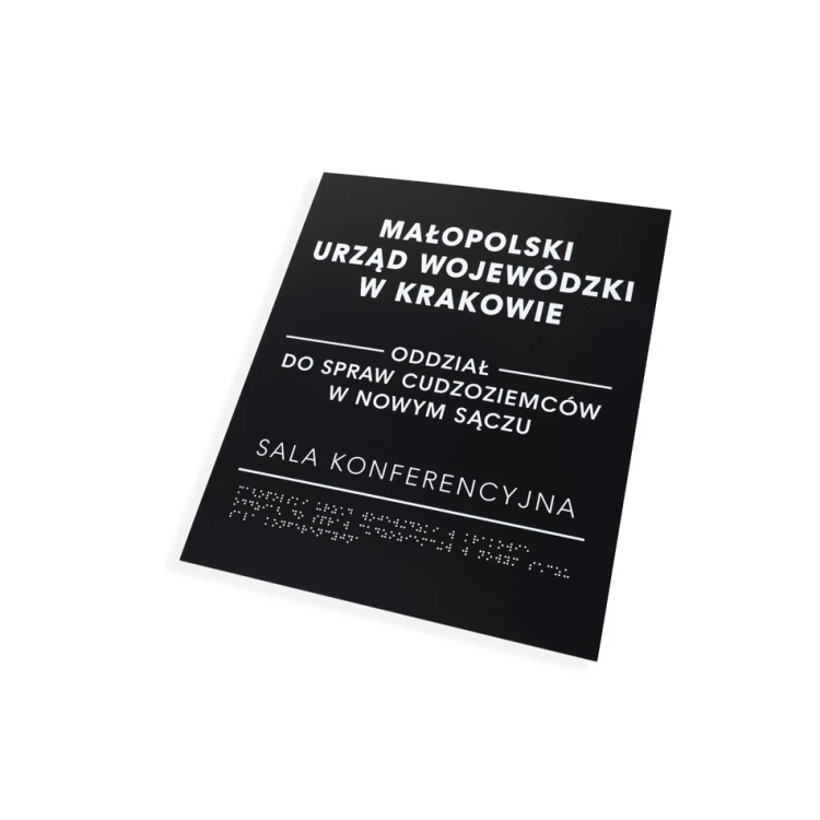 Braille Script Plaque - Matte Black Acrylic - Size 350x420mm - DARK - TAB390
