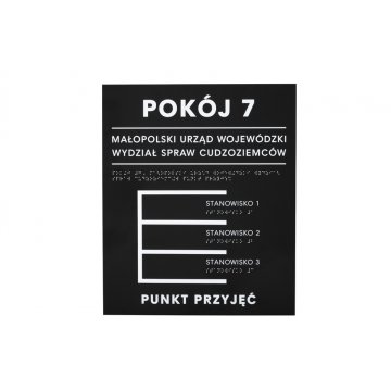 Braille Script Plaque - Matte Black Acrylic and White ADA - Size 350x420mm - DARK - TAB391
