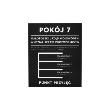 Braille Script Plaque - Matte Black Acrylic and White ADA - Size 350x420mm - DARK - TAB391