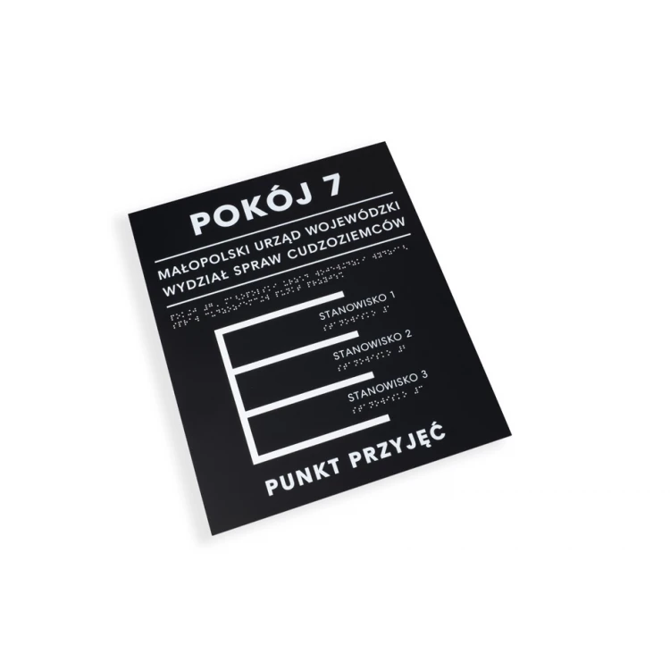 Braille Script Plaque - Matte Black Acrylic and White ADA - Size 350x420mm - DARK - TAB391