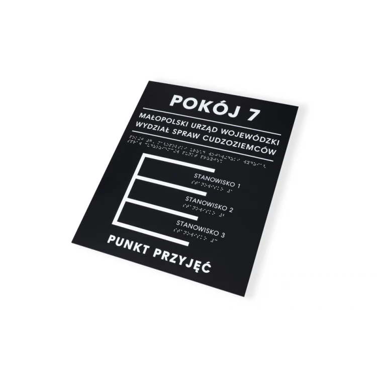 Braille Script Plaque - Matte Black Acrylic and White ADA - Size 350x420mm - DARK - TAB391