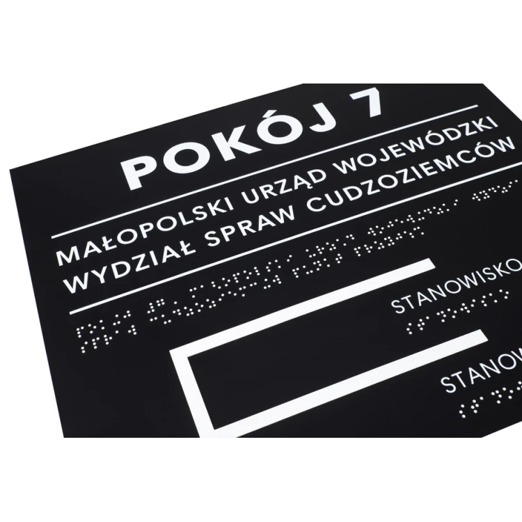 Braille Script Plaque - Matte Black Acrylic and White ADA - Size 350x420mm - DARK - TAB391
