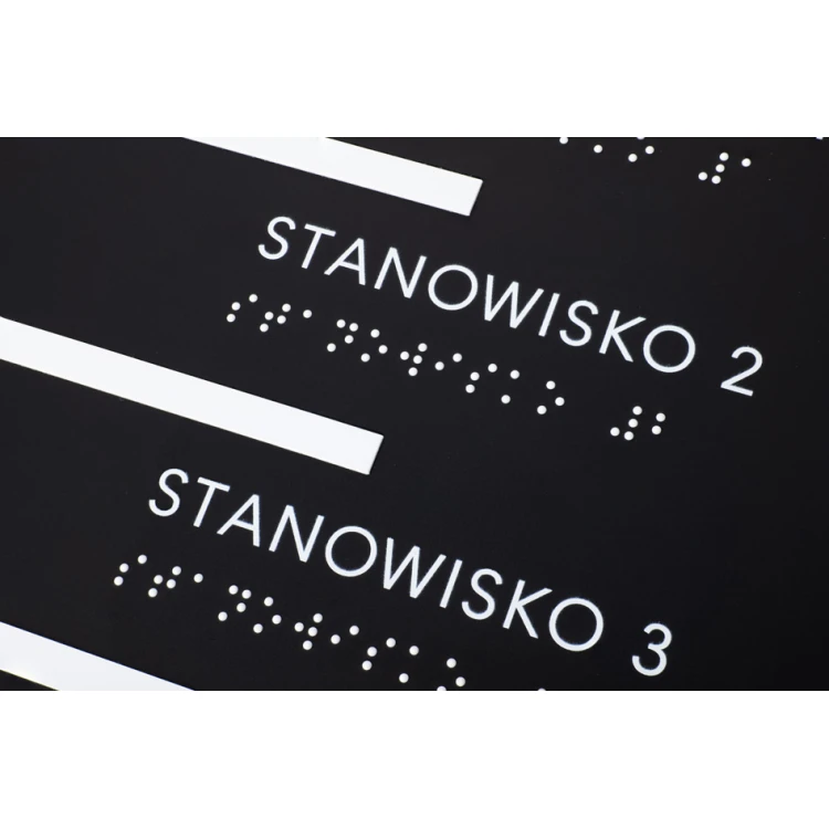 Braille Script Plaque - Matte Black Acrylic and White ADA - Size 350x420mm - DARK - TAB391