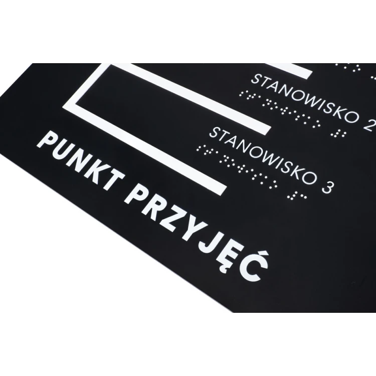 Braille Script Plaque - Matte Black Acrylic and White ADA - Size 350x420mm - DARK - TAB391
