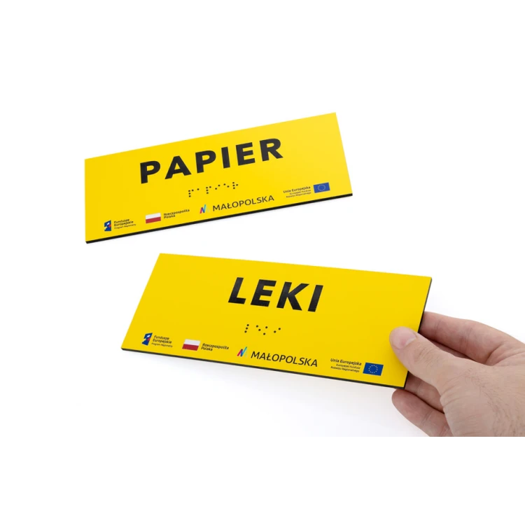 Braille Script Plaque - Yellow Engraving Laminate 3mm - Dimensions 200x80mm - TAB393