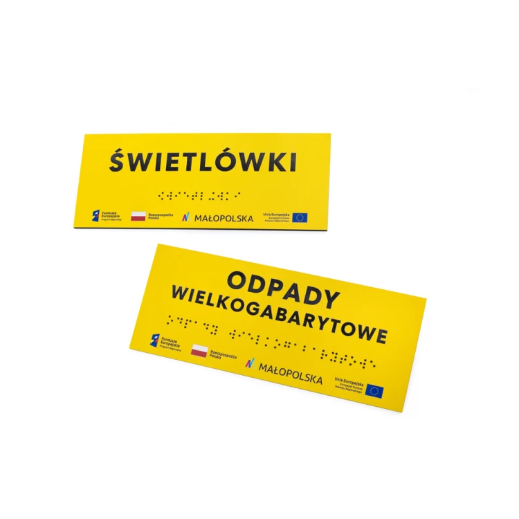 Braille Script Plaque - Yellow Engraving Laminate 3mm - Dimensions 200x80mm - TAB393