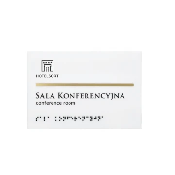 Braille Script Plaque - Matte White Acrylic and Brass - Size 155x105mm - TAB396