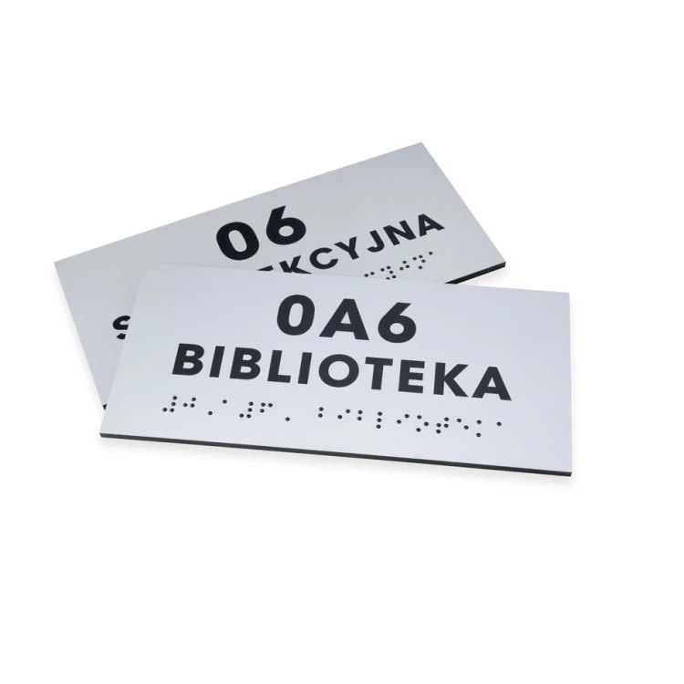 Braille Script Plaque - Silver Engraving Laminate 3mm - Size 160x75mm - TAB434
