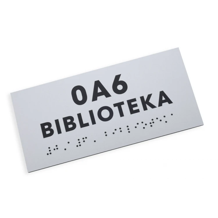 Braille Script Plaque - Silver Engraving Laminate 3mm - Size 160x75mm - TAB434