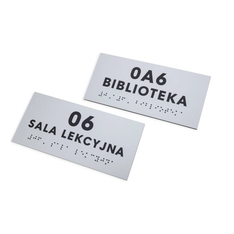 Braille Script Plaque - Silver Engraving Laminate 3mm - Size 160x75mm - TAB434