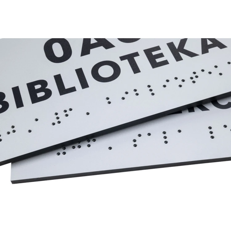 Braille Script Plaque - Silver Engraving Laminate 3mm - Size 160x75mm - TAB434