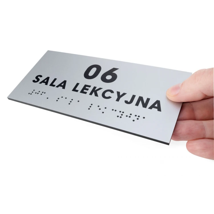 Braille Script Plaque - Silver Engraving Laminate 3mm - Size 160x75mm - TAB434