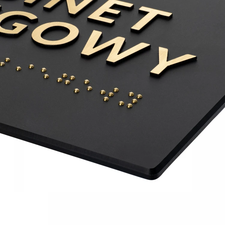 Braille Script Plaque - Matte Black Acrylic and Engraving Laminate - Size 160x93mm - TAB491