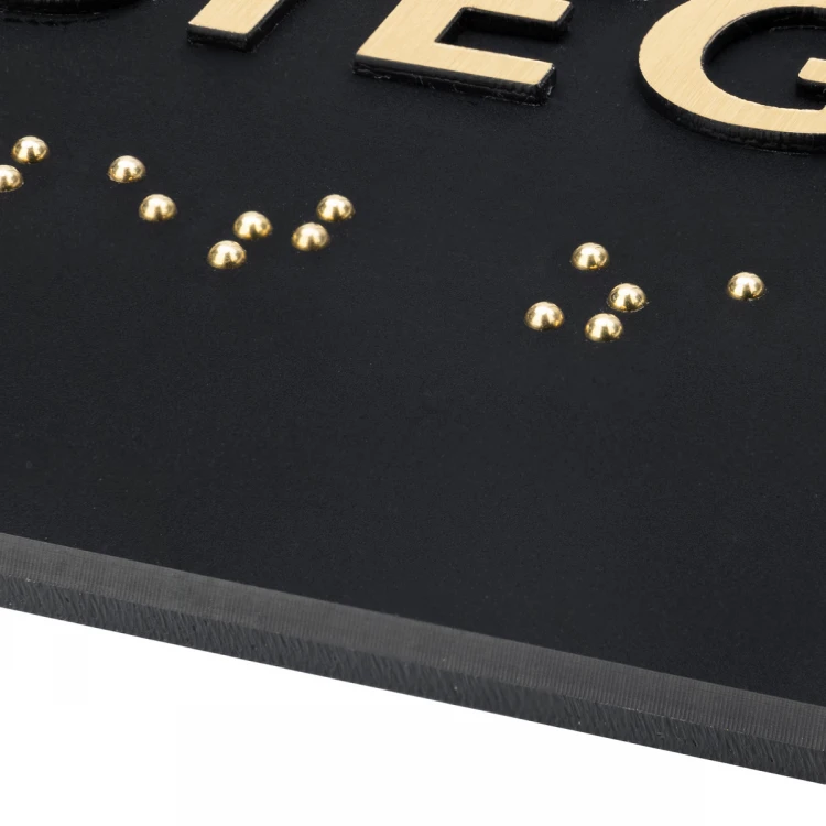 Braille Script Plaque - Matte Black Acrylic and Engraving Laminate - Size 160x93mm - TAB491