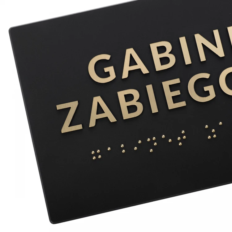 Braille Script Plaque - Matte Black Acrylic and Engraving Laminate - Size 160x93mm - TAB491