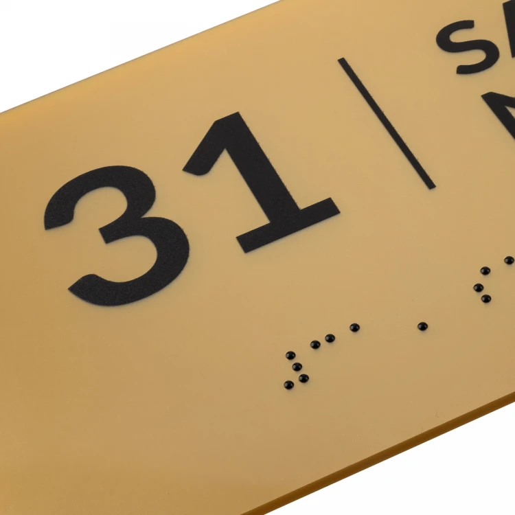 Braille Script Plaque - Gold Acrylic - Size 200x100mm - TAB493