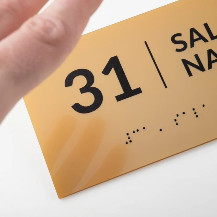 Braille Script Plaque - Gold Acrylic - Size 200x100mm - TAB493