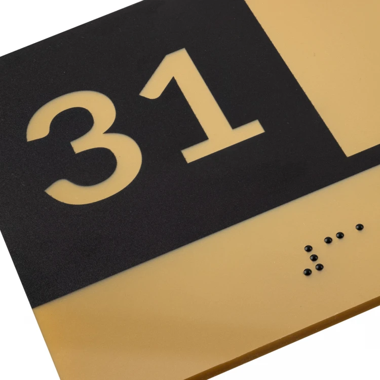 Braille Script Plaque - Gold Acrylic - Size 200x100mm - TAB494