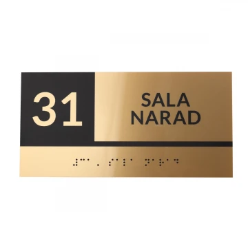 Braille Script Plaque - Gold Acrylic - Size 200x100mm - TAB494
