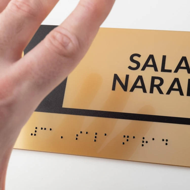 Braille Script Plaque - Gold Acrylic - Size 200x100mm - TAB494