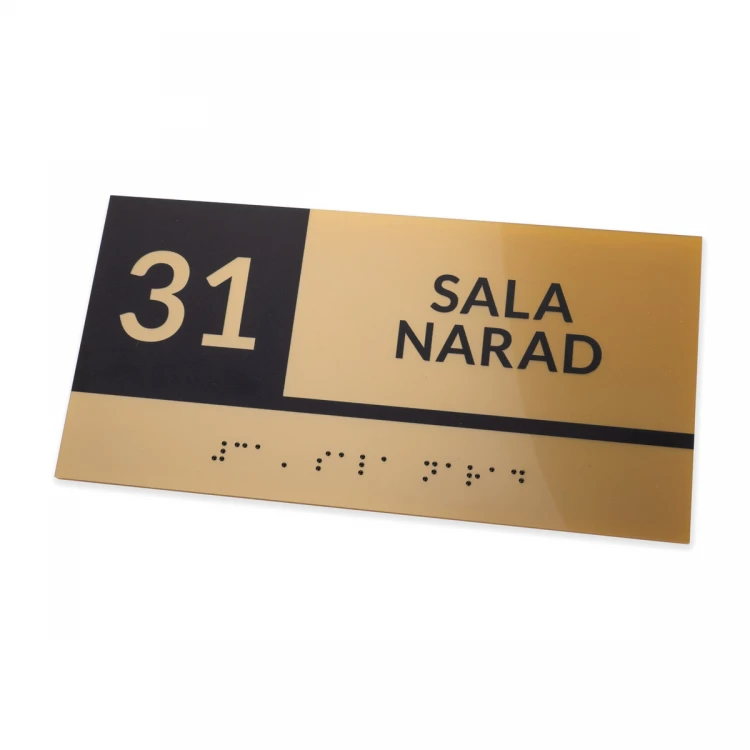 Braille Script Plaque - Gold Acrylic - Size 200x100mm - TAB494
