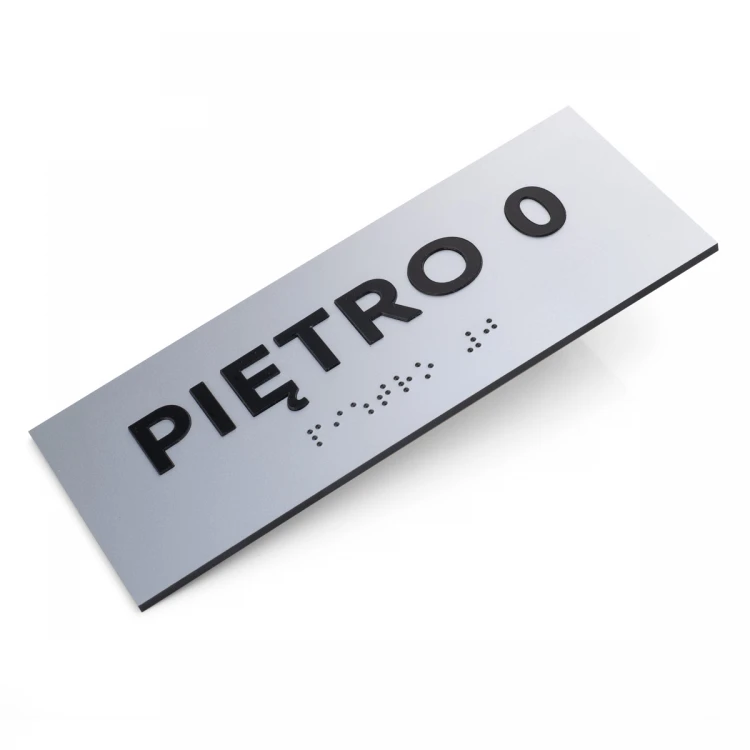 Plaque with raised letters and Braille script - silver laminate - size 180x70mm - TAB496