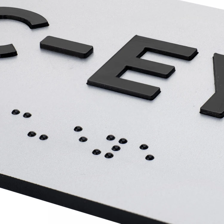 Plaque with raised letters and Braille script - silver laminate - size 180x70mm - TAB497