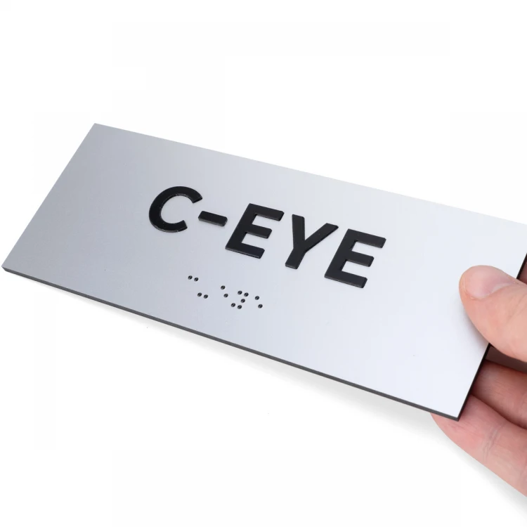Plaque with raised letters and Braille script - silver laminate - size 180x70mm - TAB497
