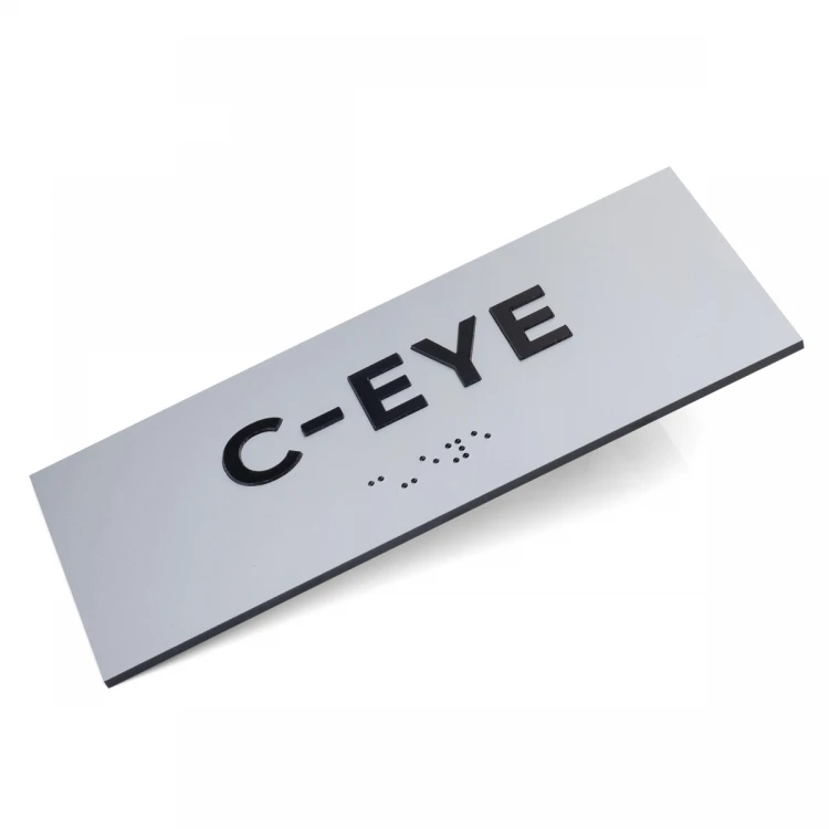 Plaque with raised letters and Braille script - silver laminate - size 180x70mm - TAB497