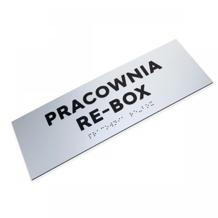 Plaque with Raised Letters and Braille Script - Silver Laminate - Size 295x100mm - TAB498