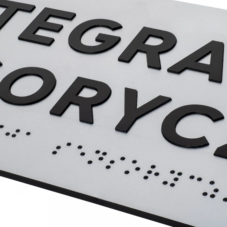 Plaque with raised letters and Braille script - silver laminate - size 295x100mm - TAB499