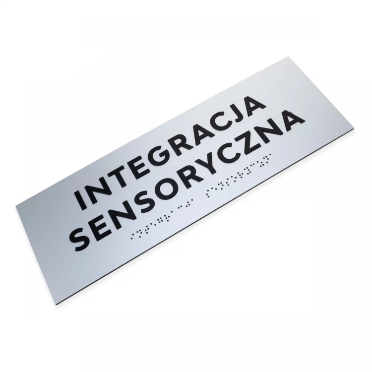 Plaque with raised letters and Braille script - silver laminate - size 295x100mm - TAB499
