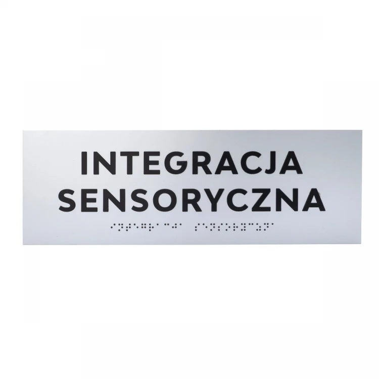 Plaque with raised letters and Braille script - silver laminate - size 295x100mm - TAB499