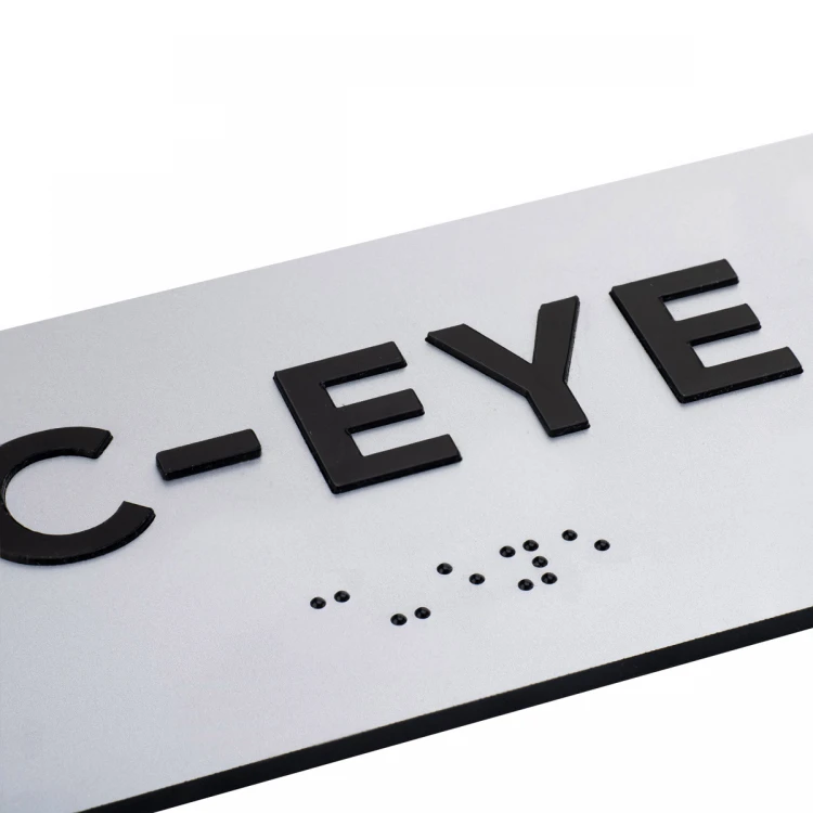 Plaque with raised letters and Braille script - silver laminate - size 180x70mm - TAB497