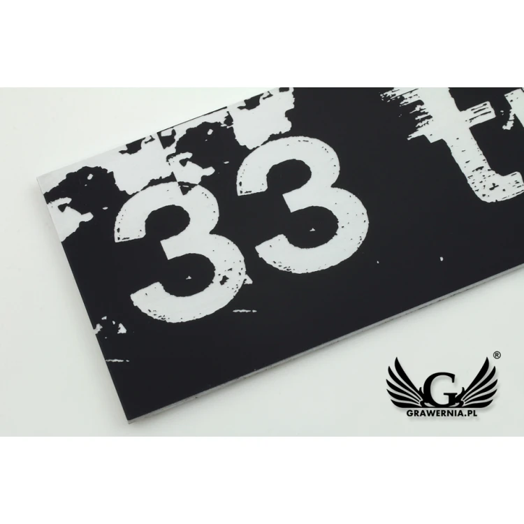 Plaque with any graphic - black engraving laminate - dim. 200x50mm