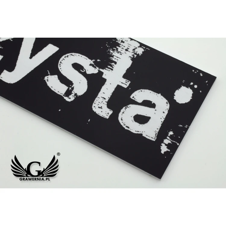Plaque with any graphic - black engraving laminate - dim. 200x50mm