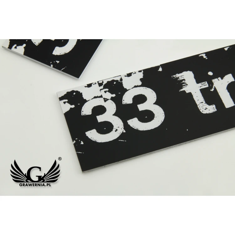 Plaque with any graphic - black engraving laminate - dim. 200x50mm