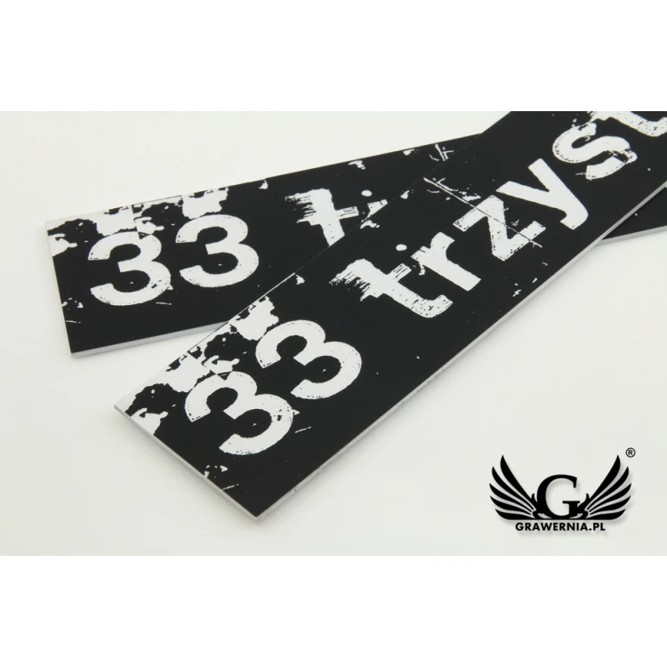 Plaque with any graphic - black engraving laminate - dim. 200x50mm