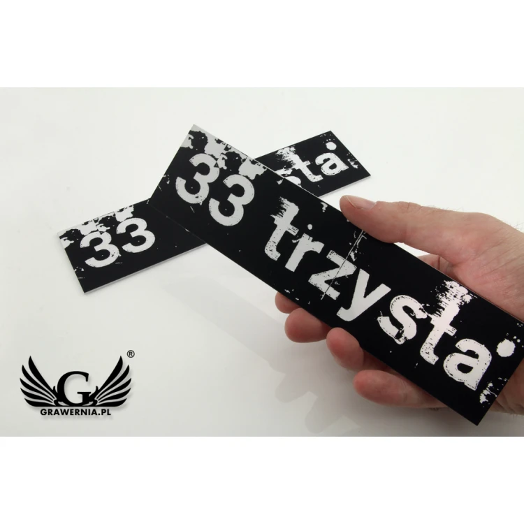 Plaque with any graphic - black engraving laminate - dim. 200x50mm