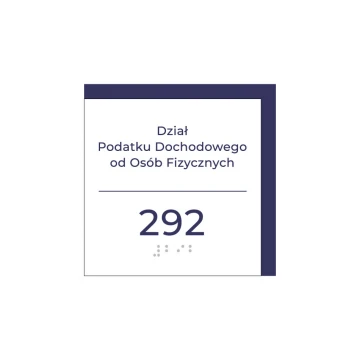 Room Name Plate with Numbering and Braille Script - Hard PVC - Size 110x110mm - MAREN -TAB299