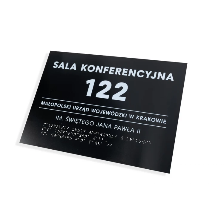 Plaque with Custom Text and Braille Script - size 350x250mm - Hard PVC - TAB449