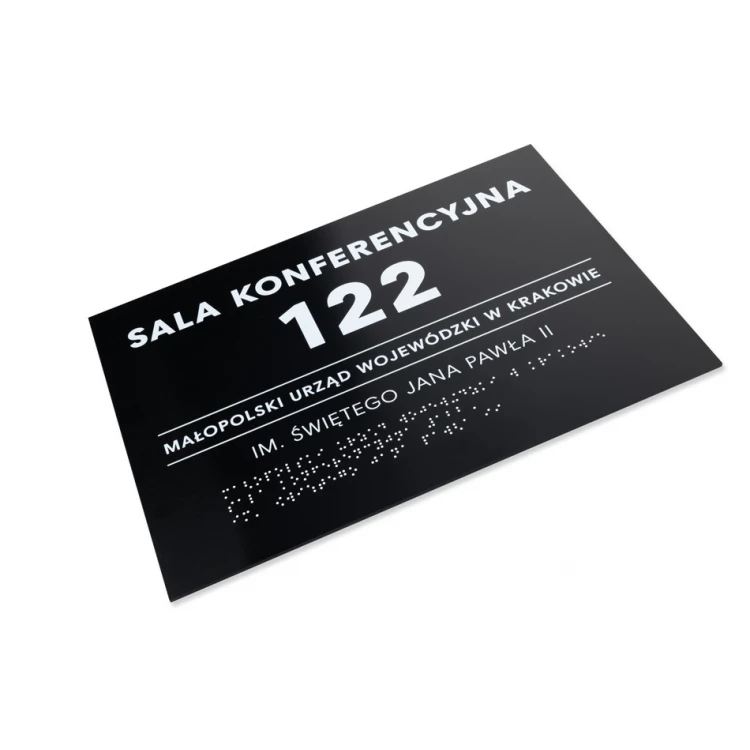 Plaque with Custom Text and Braille Script - size 350x250mm - Hard PVC - TAB449