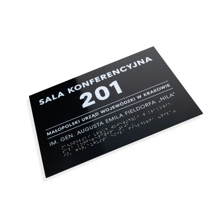 Plaque with any text and Braille script - size 350x250mm - Hard PVC - TAB450