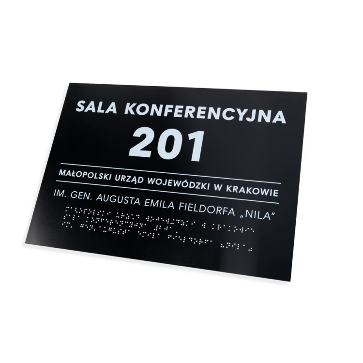 Plaque with any text and Braille script - size 350x250mm - Hard PVC - TAB450